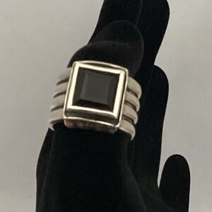 Silpada 925 faceted Smoky / chocolate quartz ribbed band ring